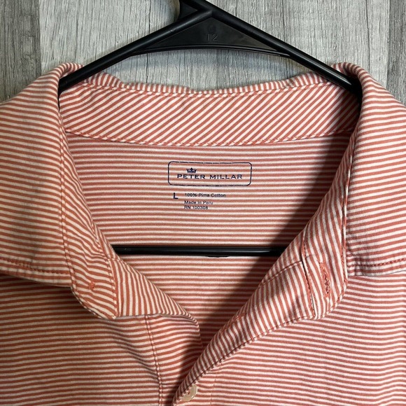 PETER MILLAR Large Short Sleeve Golf Polo Pima Cotton Shirt L Active Wear - Picture 2 of 7